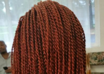 view of the hair after braiding
